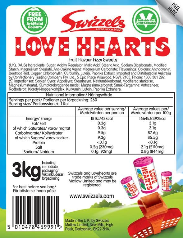 Love Hearts Mini Rolls 3kg Mega Party Pack