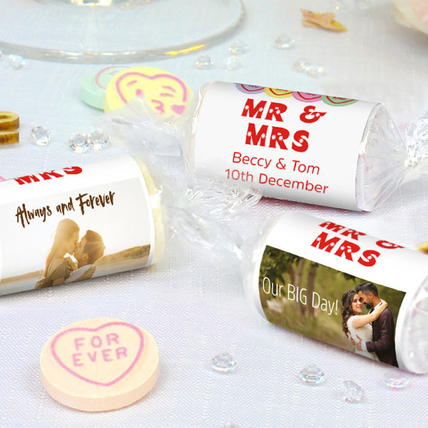Personalised Love Hearts Wedding Favours X 50 Rolls