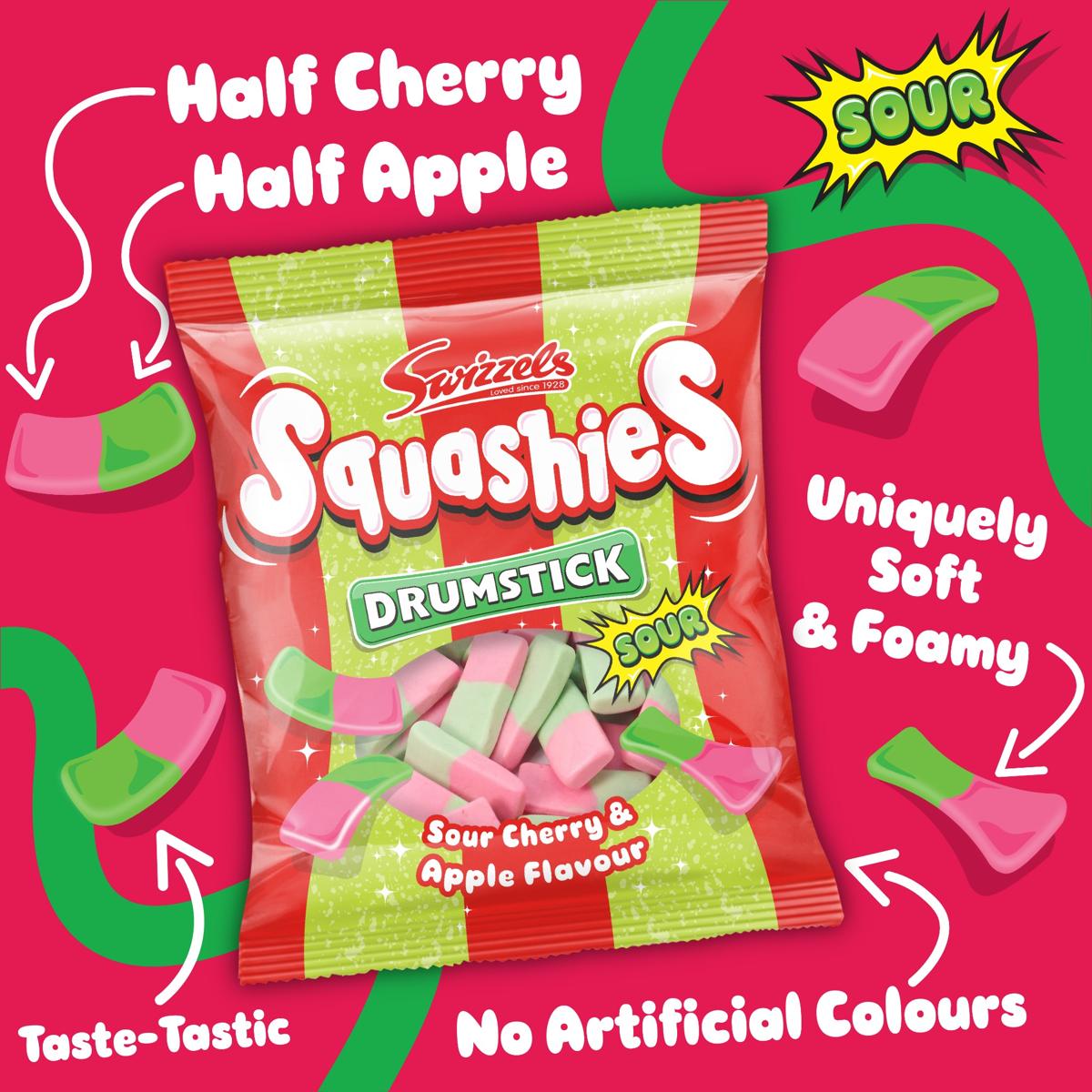 Squashies Sour Cherry & Apple Flavour Box 12 x 140g Bags