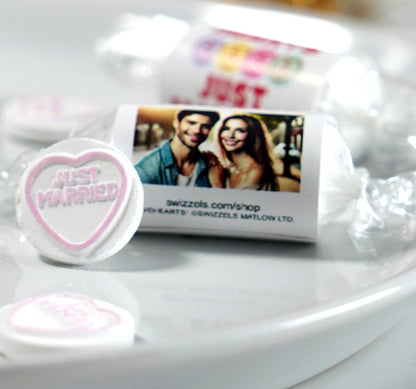 Personalised "Just Married" Love Hearts Wedding Favours X 50 Rolls