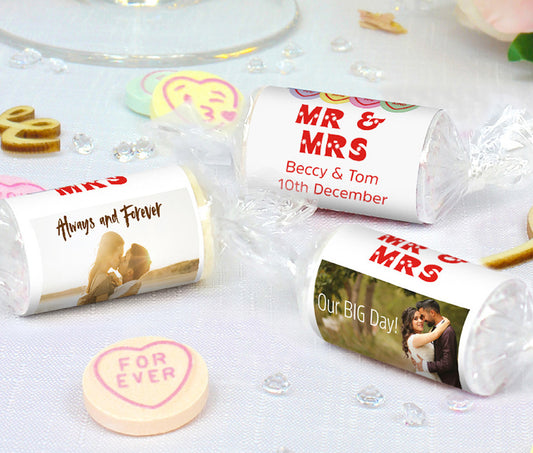 Personalised Love Hearts Wedding Favours X 50 Rolls