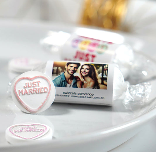 Personalised "Just Married" Love Hearts Wedding Favours X 50 Rolls