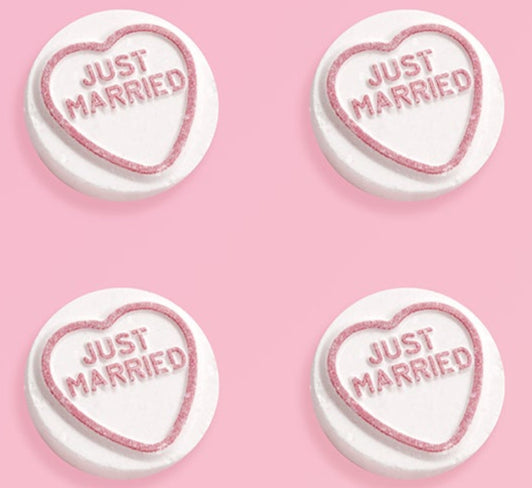 Personalised "Just Married" Love Hearts Wedding Favours X 50 Rolls