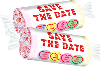 Personalised Love Hearts Wedding Favours X 50 Rolls