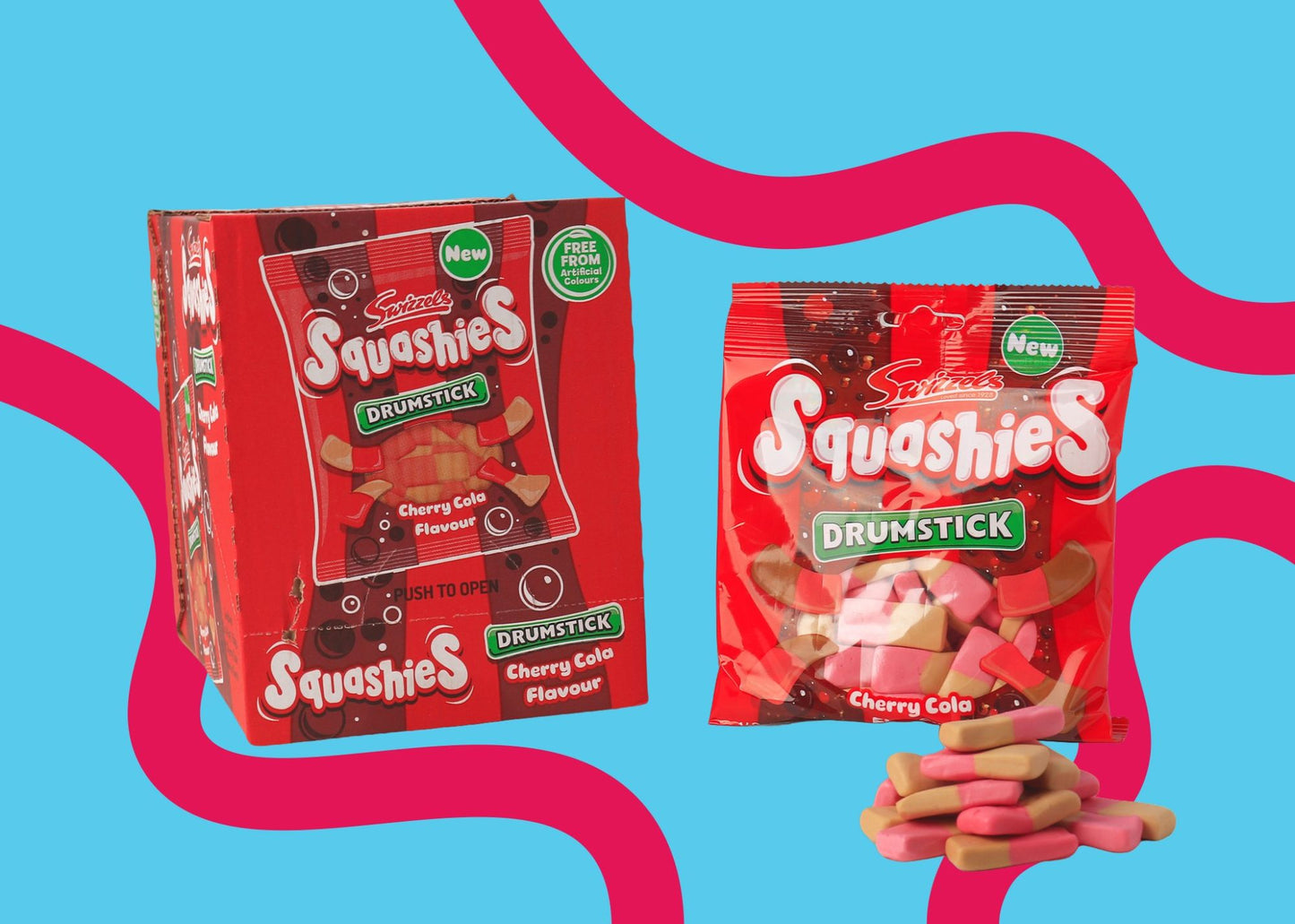 Squashies Cherry Cola Flavour Box 12 x 140g Bags