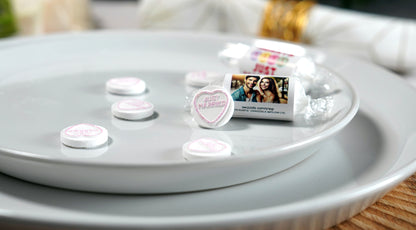 Personalised JUST MARRIED Love Hearts Wedding Favours X 50 Rolls